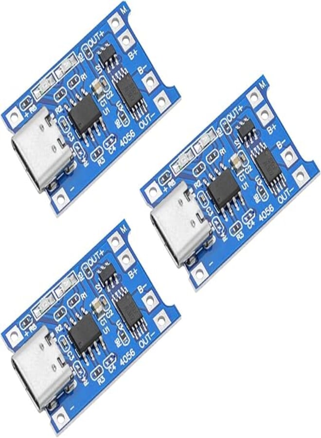 وحدة شحن البطارية AZDelivery 3 x TP4056 - USB نوع C، دائرة حماية، مؤشرات LED - أساسية لبطاريات Li-Ion أو LiPo خلية واحدة